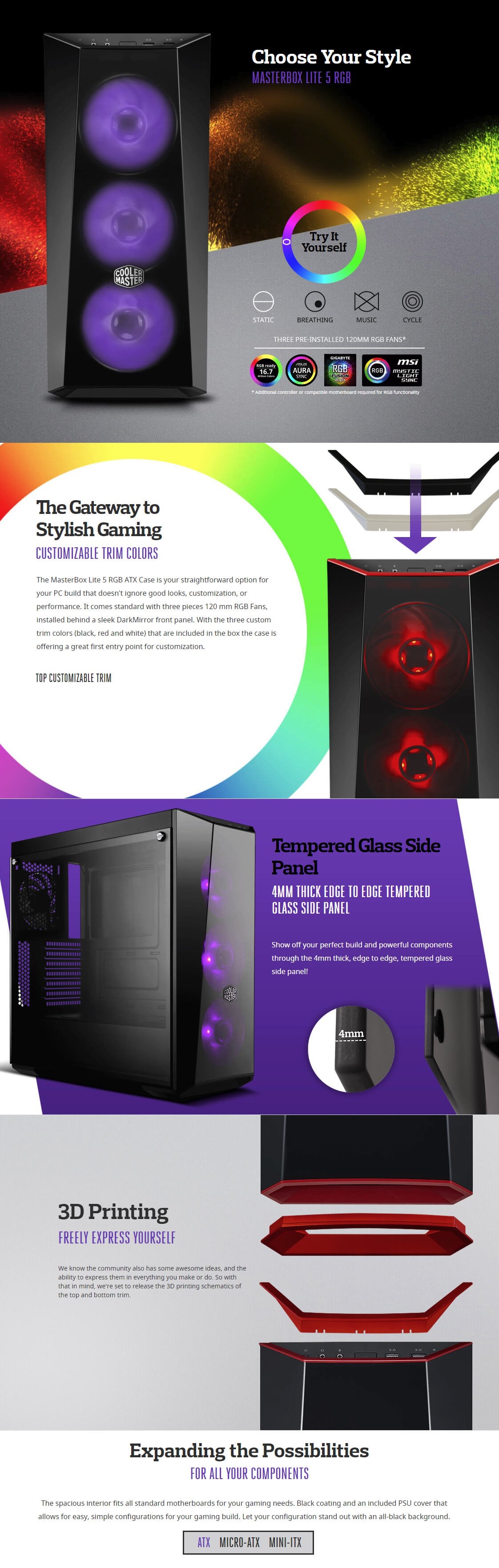 Cooler Master Masterbox Lite 5 Rgb Tempered Glass Window Atx Case Mcw L5s3 Kgnn 02 Centre Com Best Pc Hardware Prices