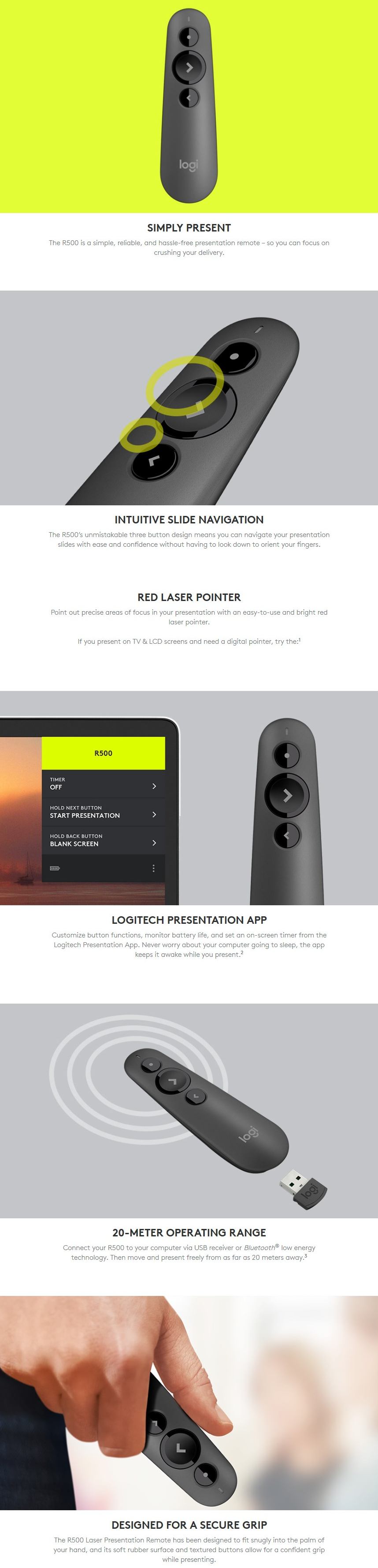 Logitech R500 Laser Presentation Remote PC ROOM