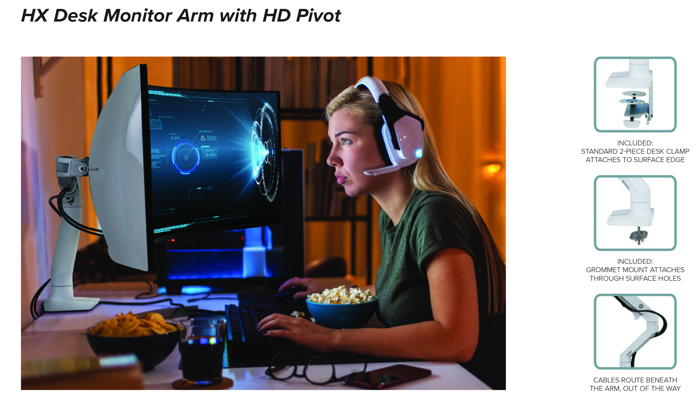 Ergotron HX Desk Monitor Arm with HD Pivot Matte Black Monitor