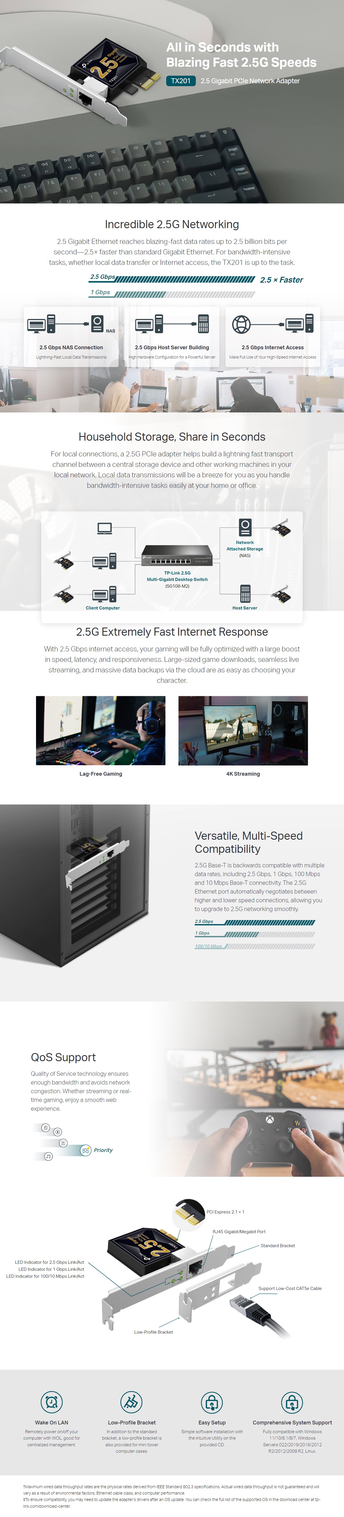 TPLink TX201 2.5 Gigabit PCIe Network Adapter Motherboard