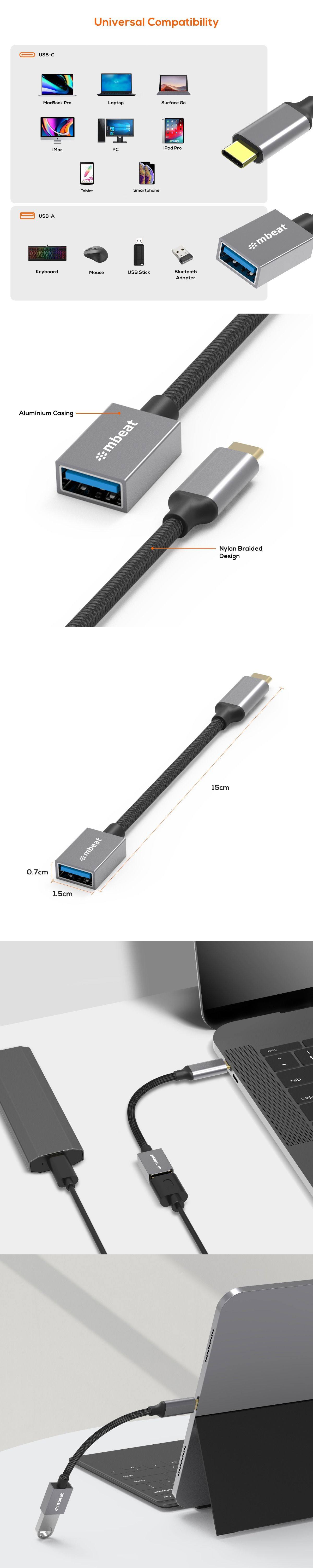 USB-C (Type C) To USB 3.0 Adapter Cable - USB-C OTG Cable Adapter USB - View #9