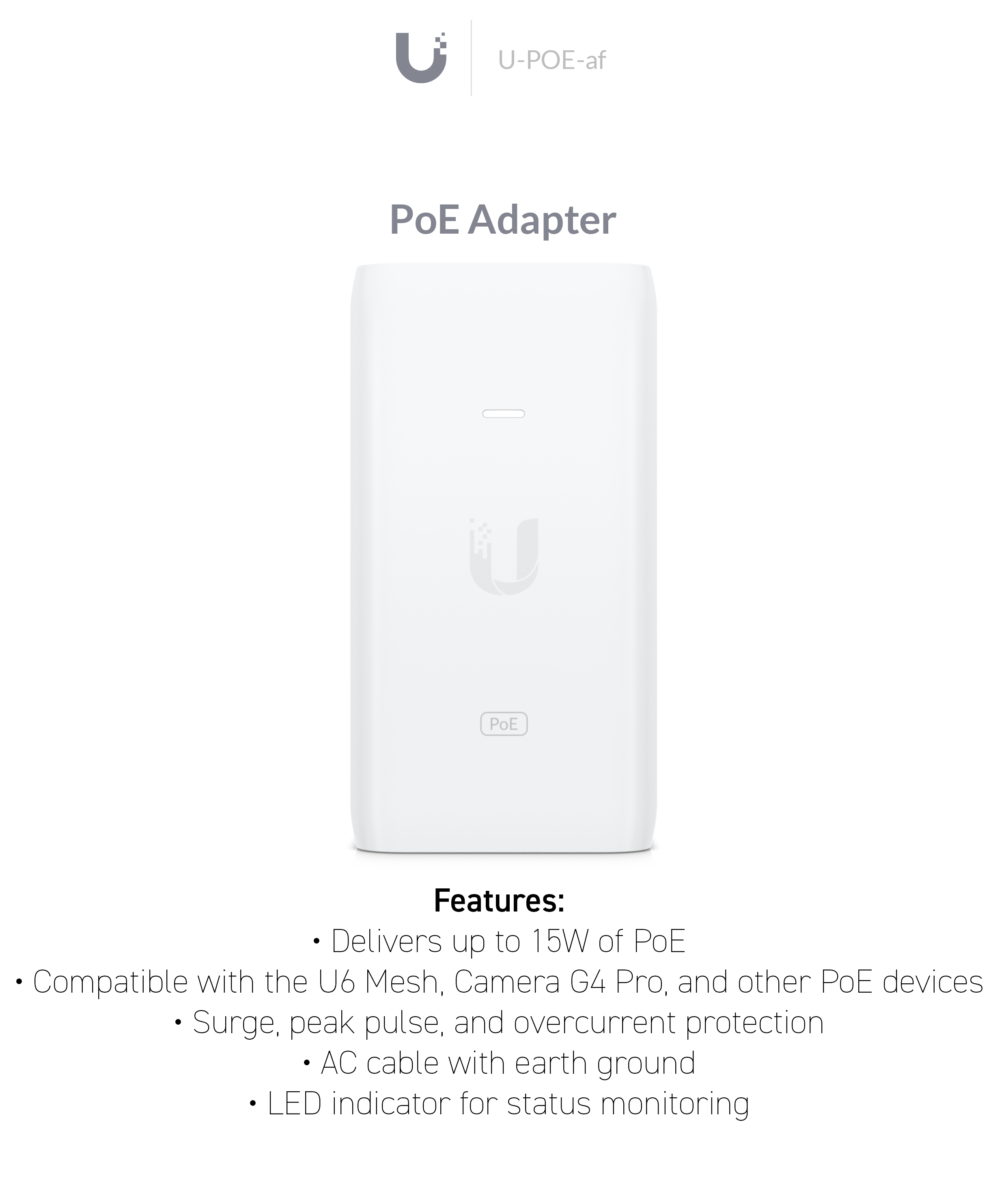 Ubiquiti UPOEaf PoE Adapter Network Adapters Ubiquiti UPOEAF
