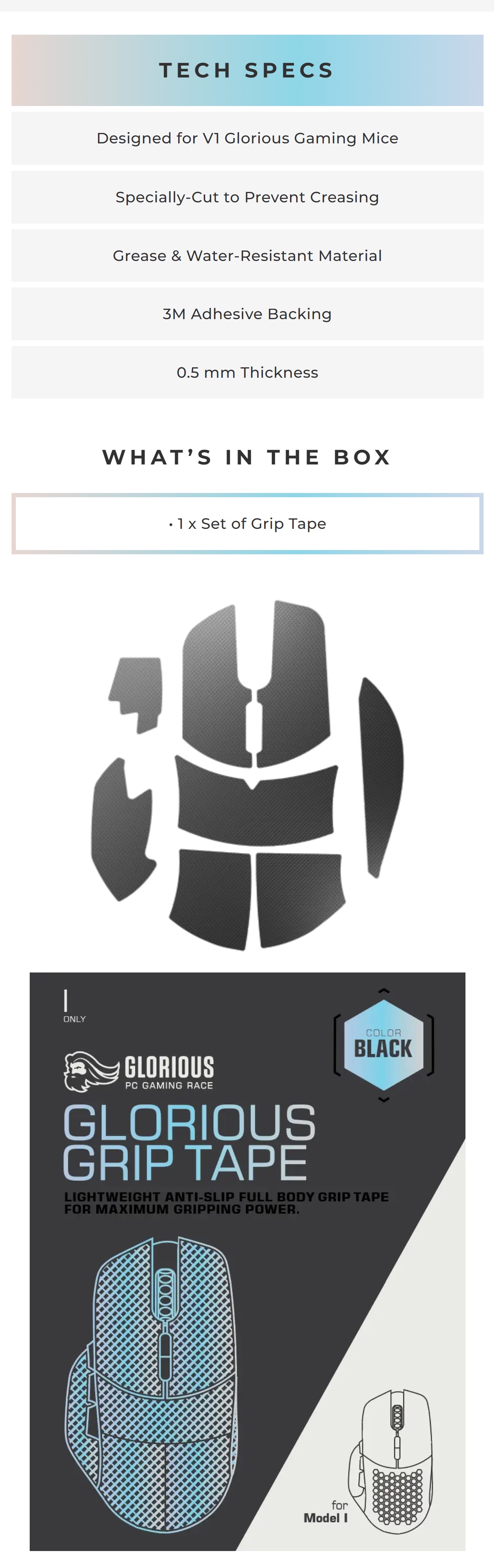 Glorious Mouse Grip Tapes for Model I Premium Mice Accessories GLO