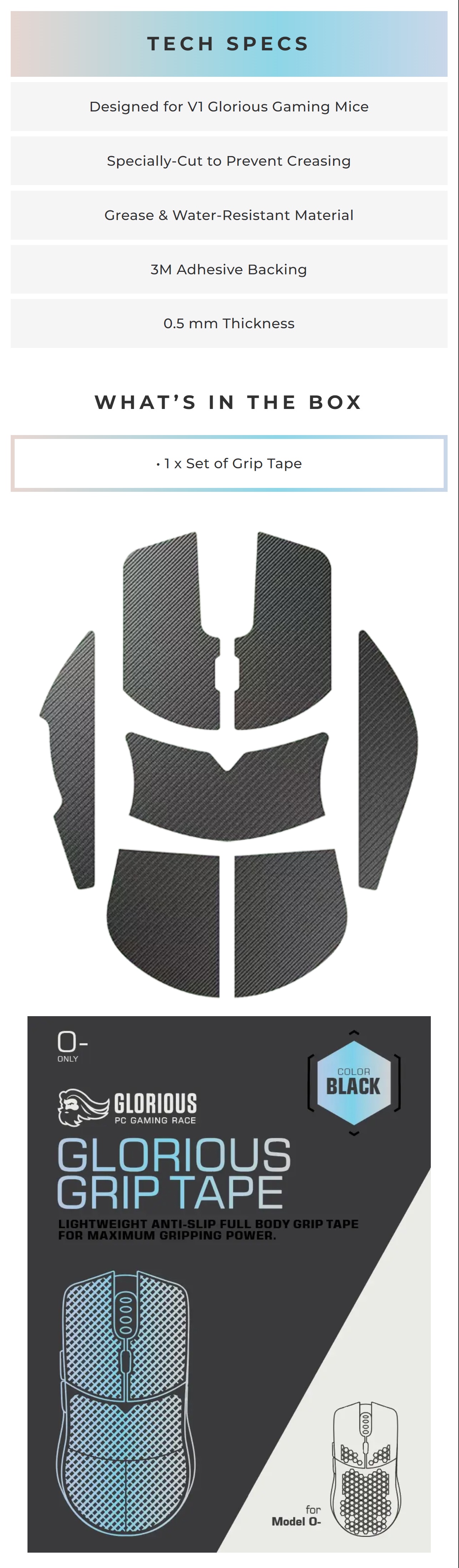 Glorious Mouse Grip Tapes for Model O Minus Mice Accessories