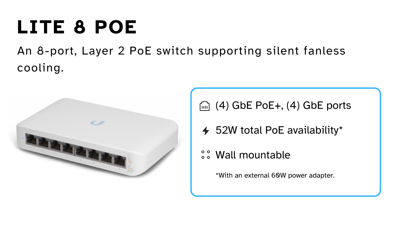 Ubiquiti Lite 8-port PoE (52W) Managed Switch | Networking