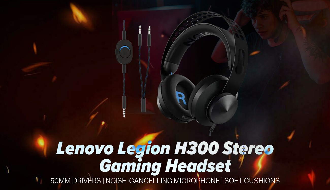Lenovo Legion H300 3.5mm Stereo Gaming Headset - Black
