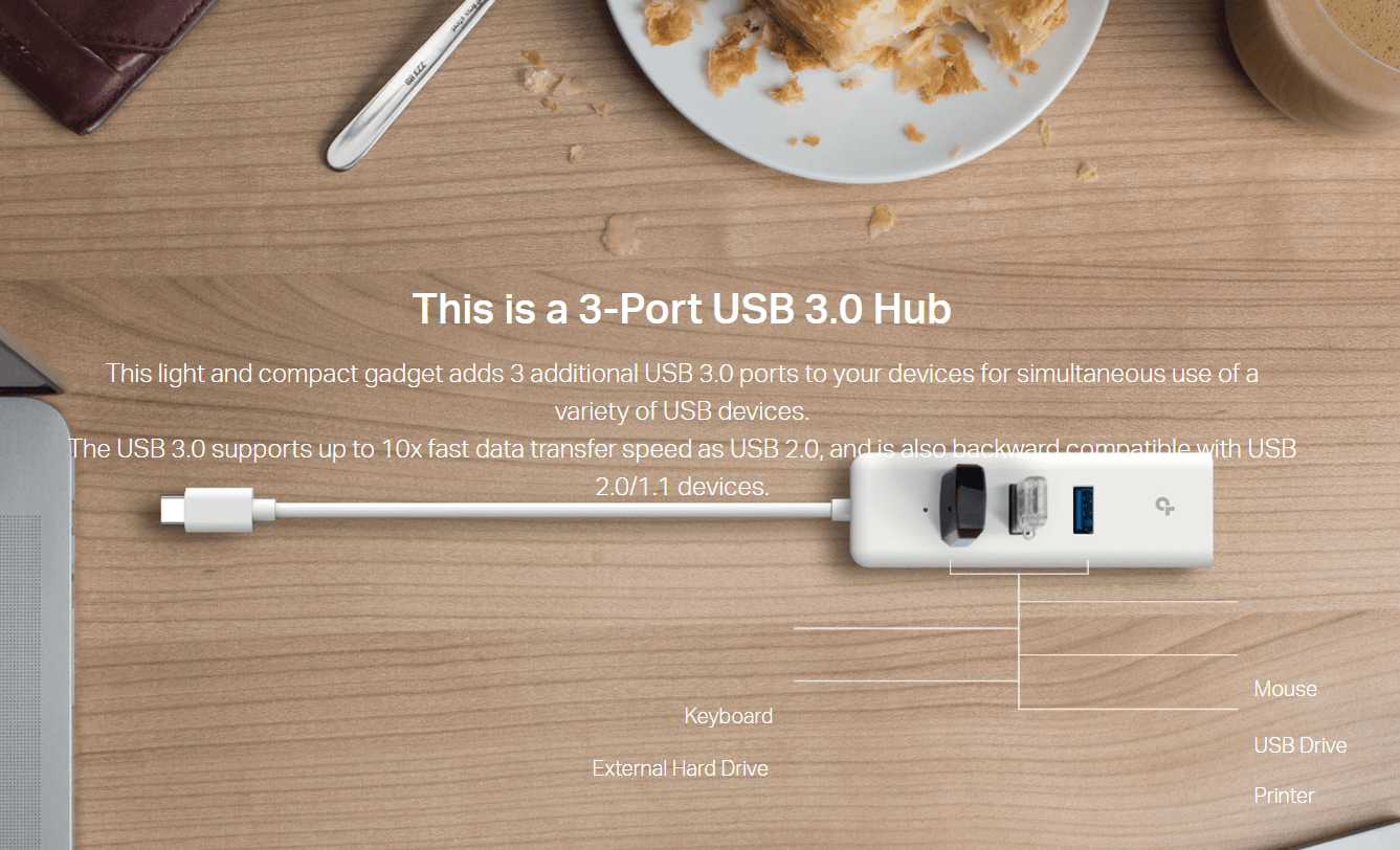 TP-Link UE330C USB Type-C 3-Port Hub & Gigabit Ethernet Adapter [UE330C]
