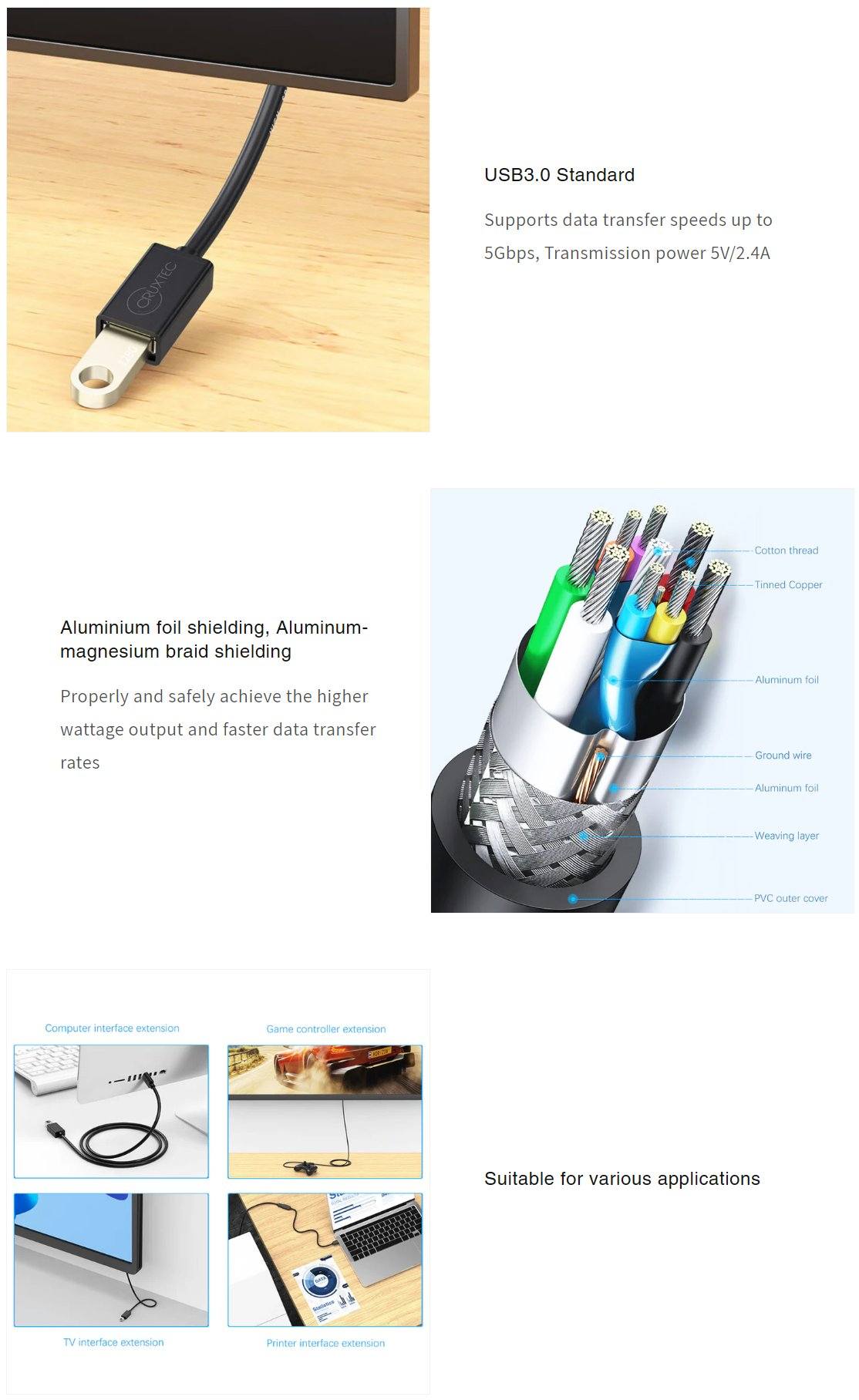 Prolunga USB A-A Fully Rated 0,1m – Cavo USB Maschio-femmina USBEXTAA6IN