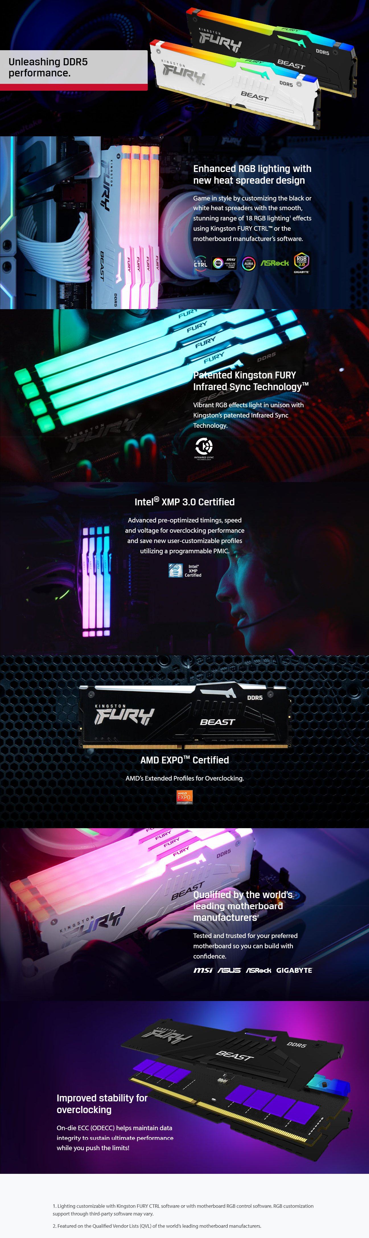 Kingston Fury Beast DDR5 RGB 32GB (2 x 16GB) 6000MHz CL36 RAM