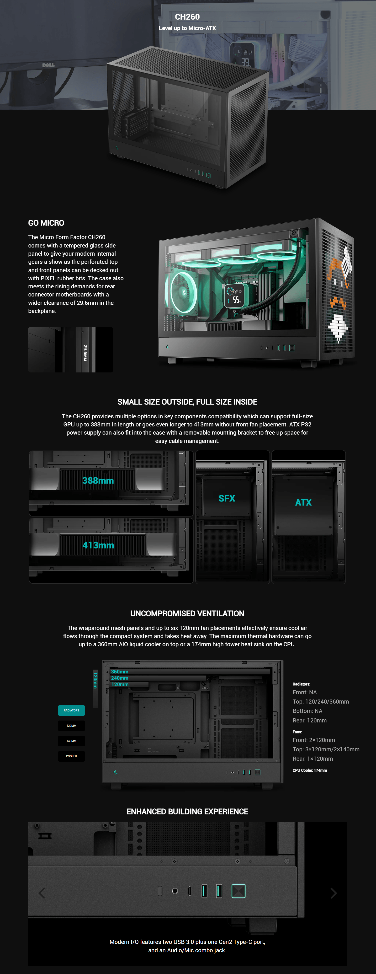 Deepcool CH260 Tempered Glass Micro-ATX Case - Black [R-CH260-BKNGM0-G-1]