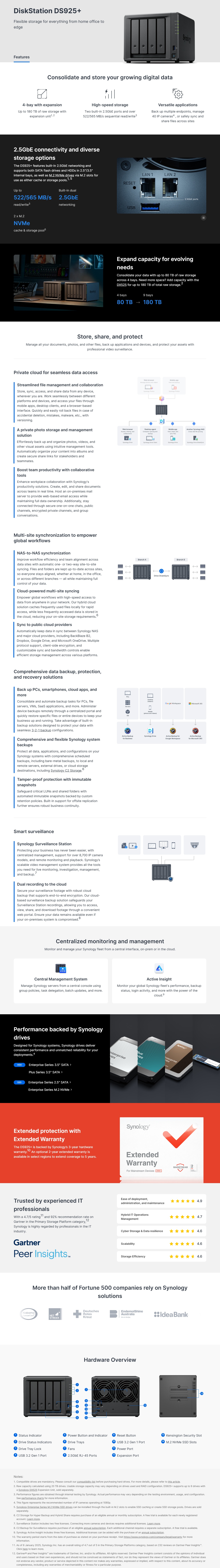 Synology DiskStation DS925+ Quad Core 4GB RAM 4-Bay Diskless NAS [DS925+]