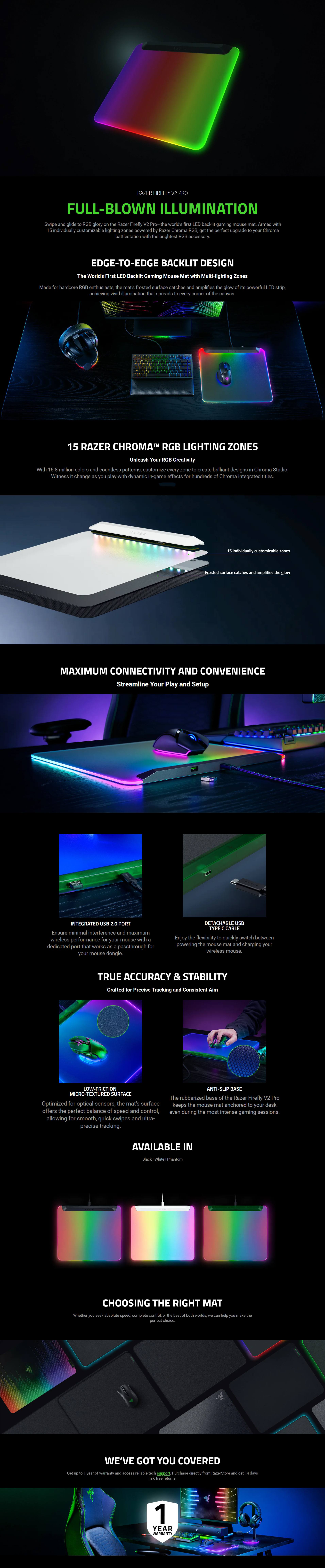 Razer Firefly V2 Pro Chroma RGB Mouse Mat - Phantom Green [RZ02-04920300]
