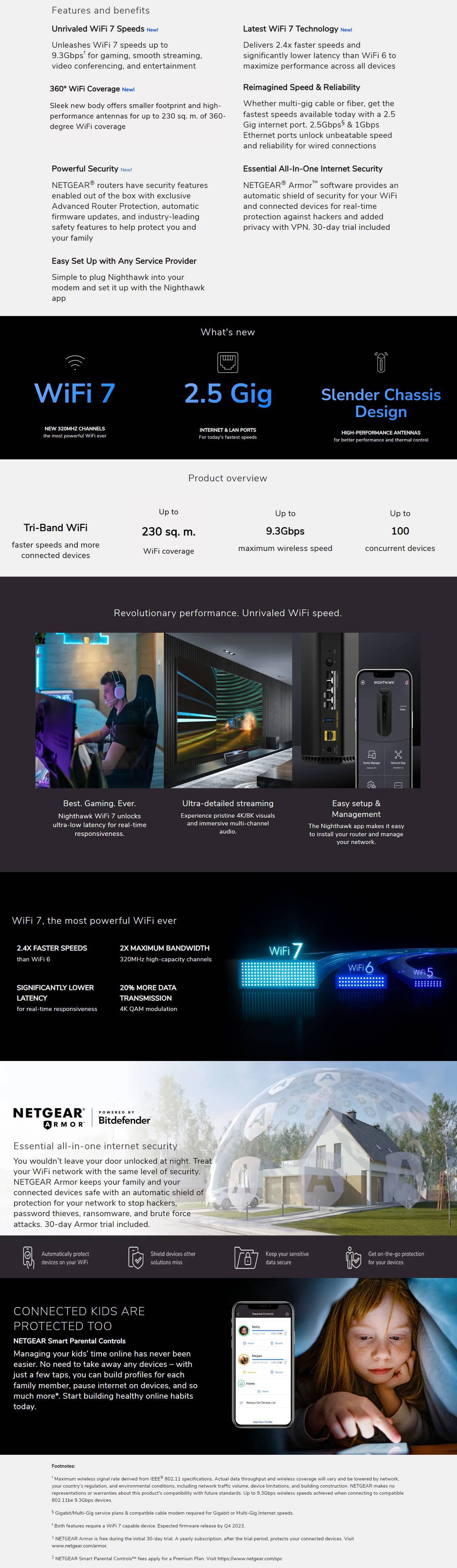 Netgear RS300 Nighthawk BE9300 WiFi 7 Tri-Band Router [RS300-100APS]