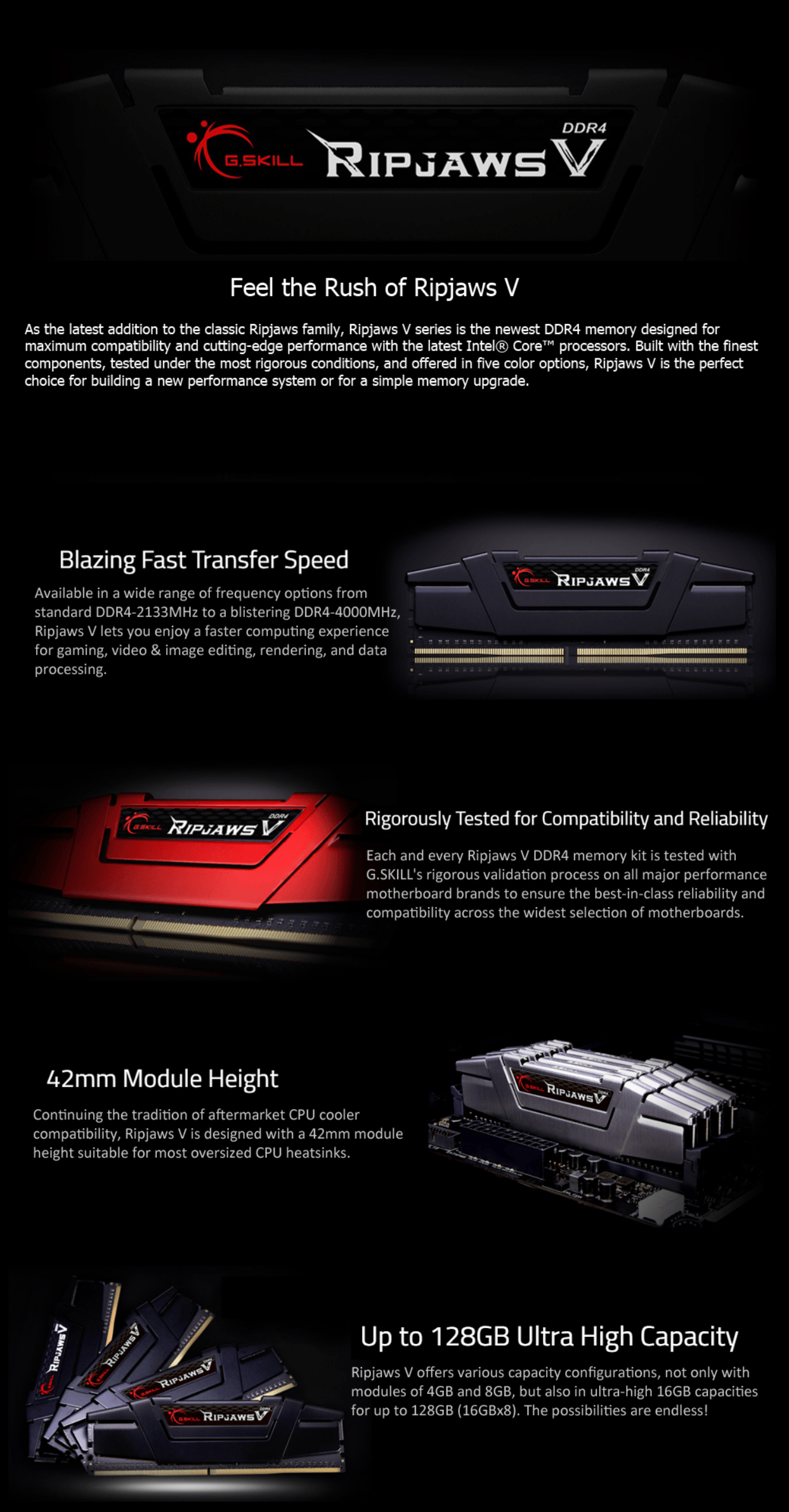 Ripjaws V 8GB (1 x 8GB) 3600MHz DDR4 CL18 Desktop RAM [F4