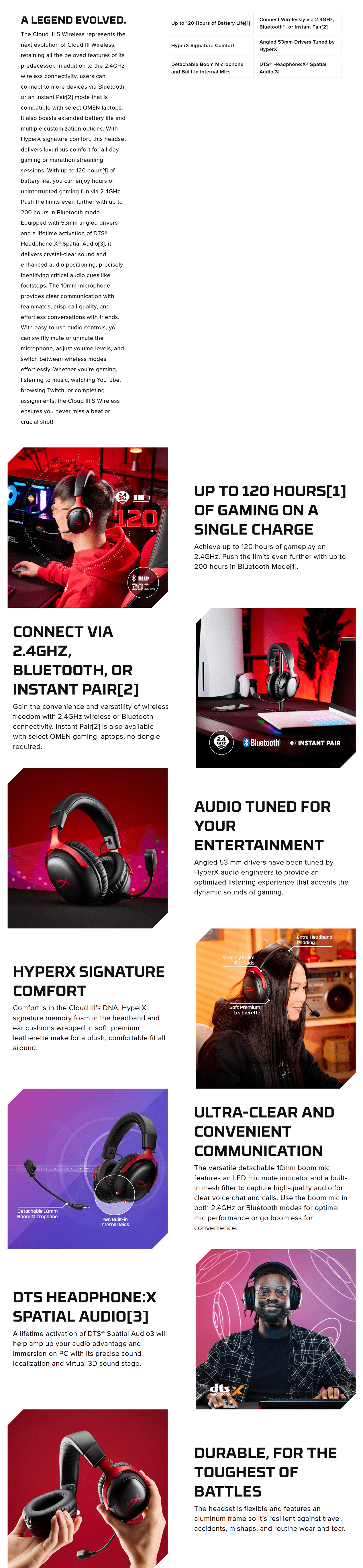 HyperX Cloud III S Wireless Gaming Headset - Black [A59YZAA]