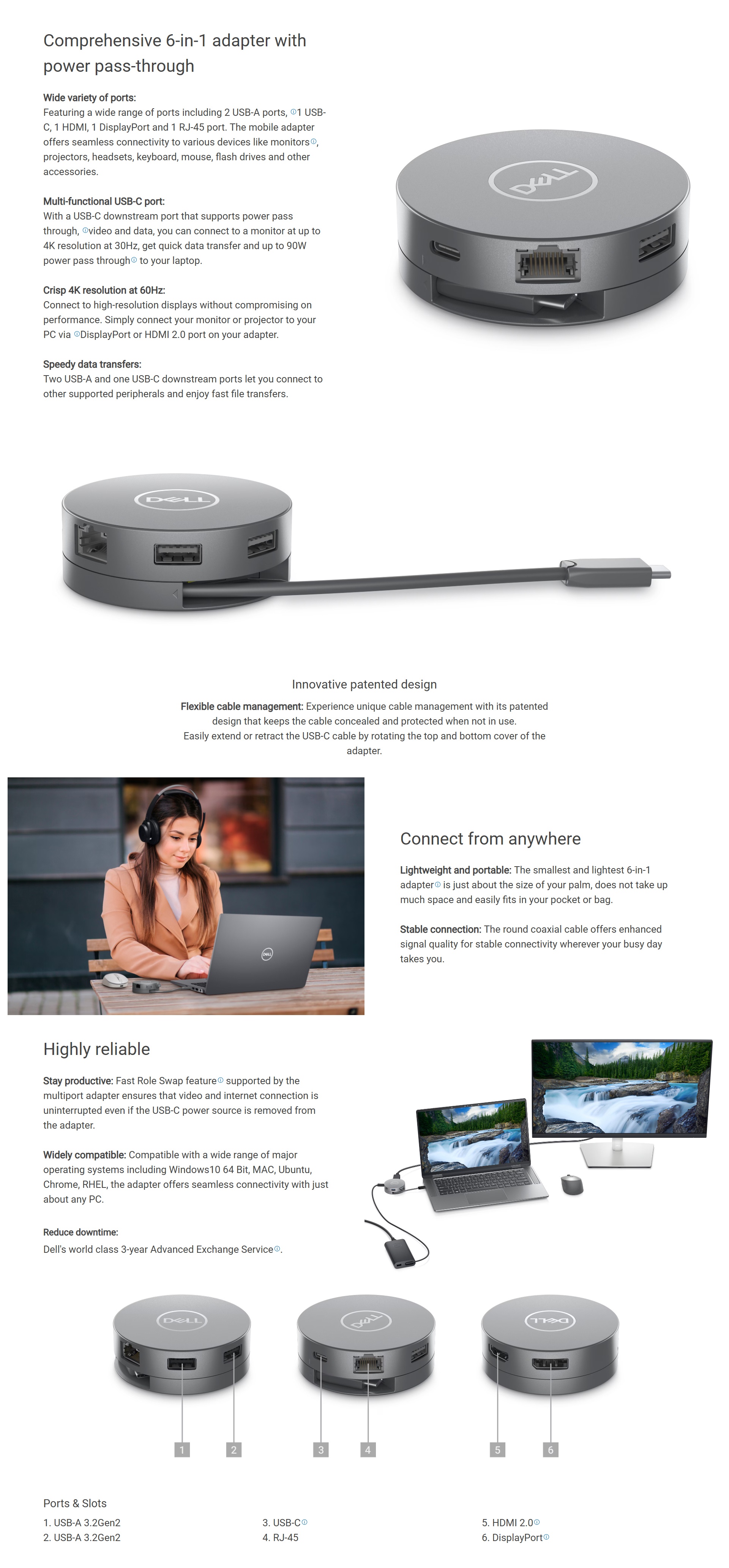 Dell DA305 6-in-1 USB-C 90W PD Multiport Adapter [5544478]
