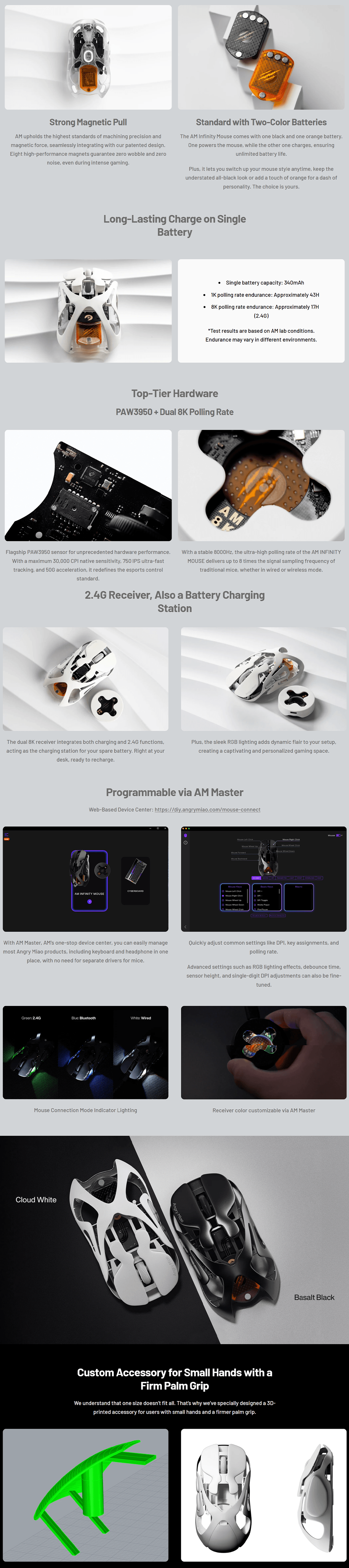 Angry Miao Infinity Wireless Gaming Mouse - Cloud White [MSAM30WH]