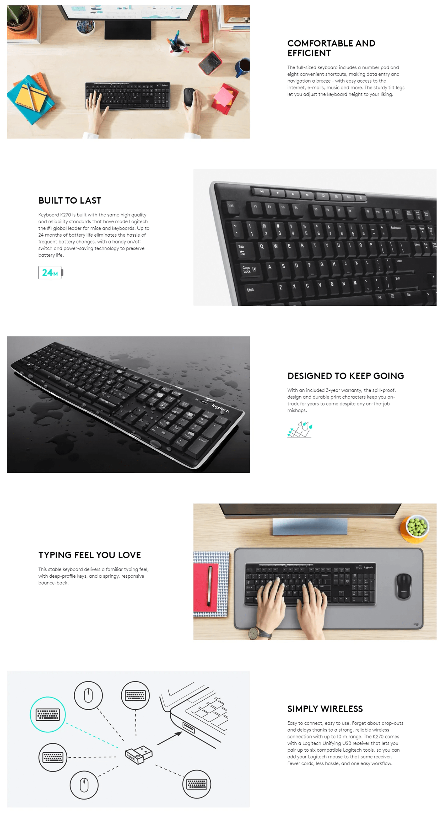 Logitech K270 Wireless Keyboard (920-003057) - Keyboards - Logitech