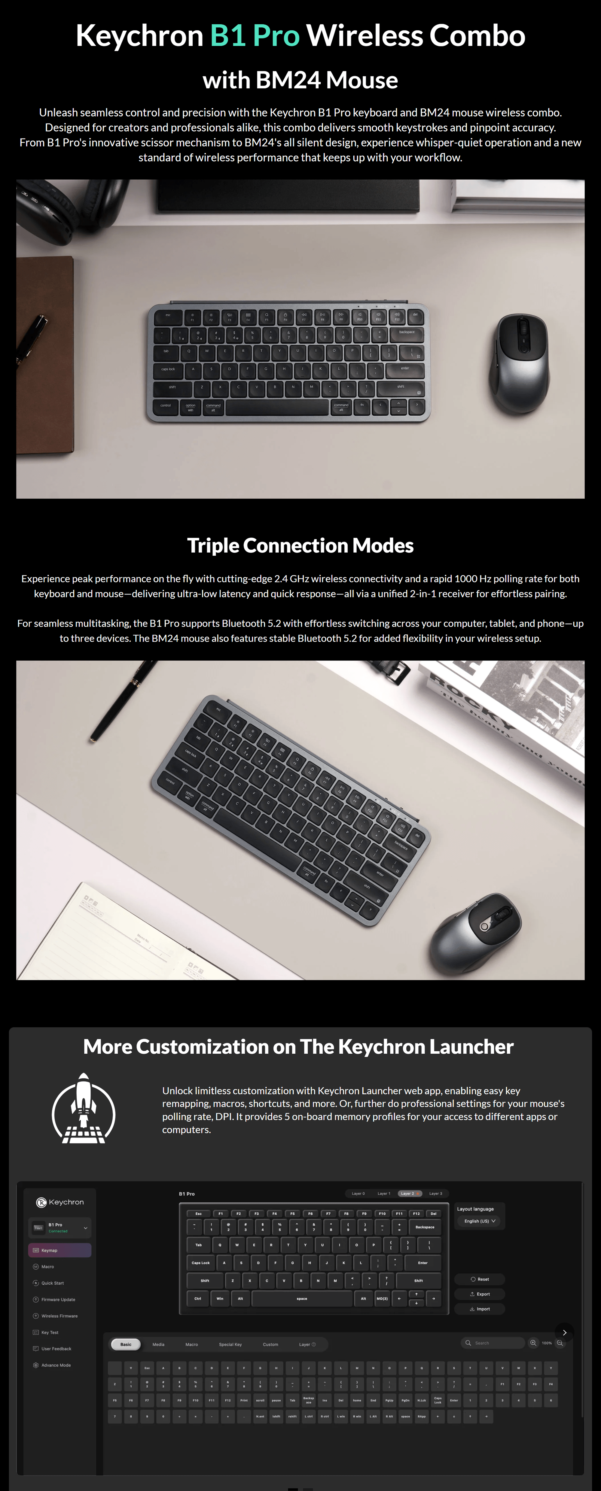 Keychron B1 Pro Keyboard and BM24 Mouse Wireless Combo [KBKCKCBD3]