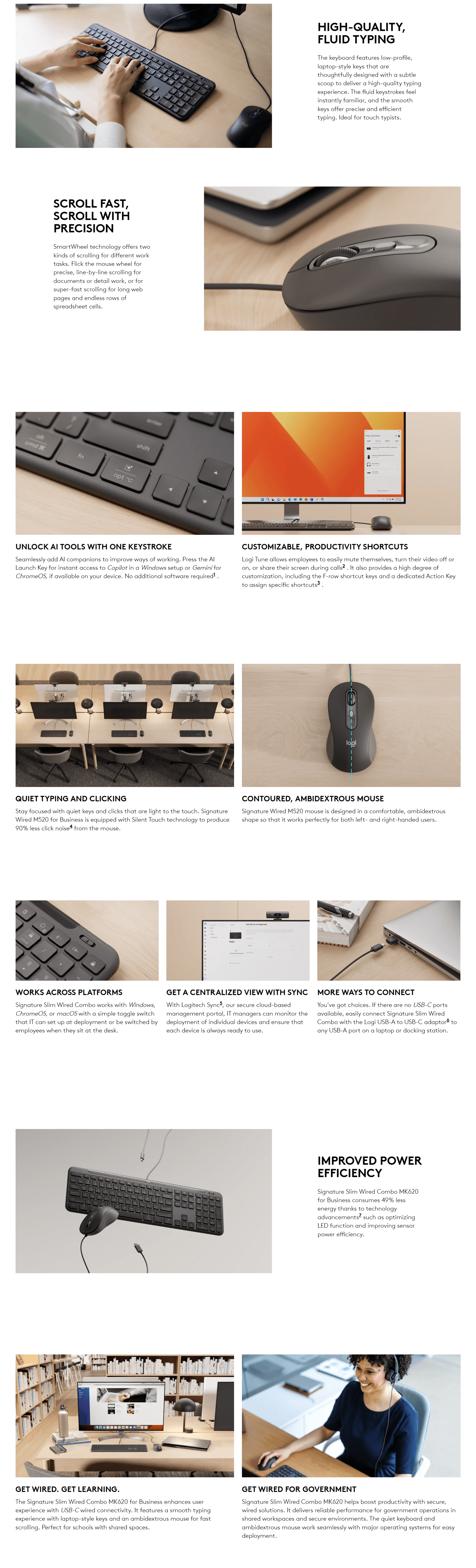 Logitech MK620 Slim Wired KB & Mouse Combo - Graphite [920-013351]