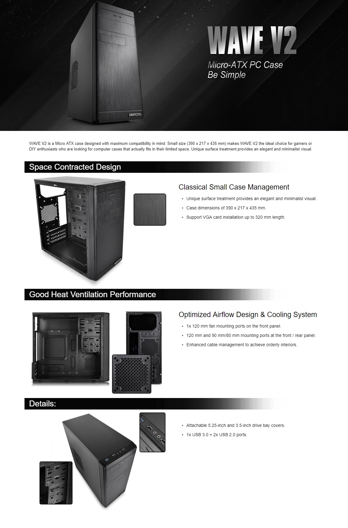 Deepcool Wave V2 Micro-ATX Case [DP-MATX-DPWAVE2]