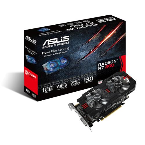 ASUS AMD R7260 - 1GD5 1000MHZ/6000MHZ 128-BIT DL-DVI/HDMI/DP/PCI Express 3.0